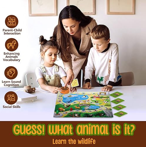 Miniatura 6 de PlayRoute Juego de guardián del zoológico  Juegos de animales con sonidos realistas  Juegos de mesa y cartas de animales de 4 niveles  Juguete