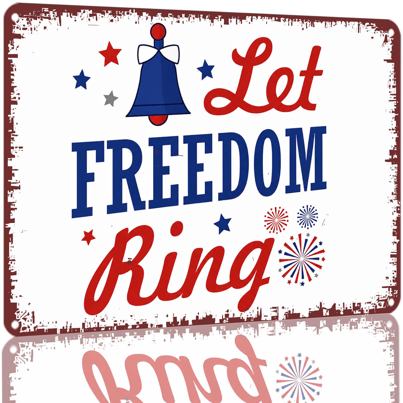 Kwqdozf As Pic 8X12 Inch Let Freedom Ring Aluminum Metal Sign Patriotic Decor American Ind