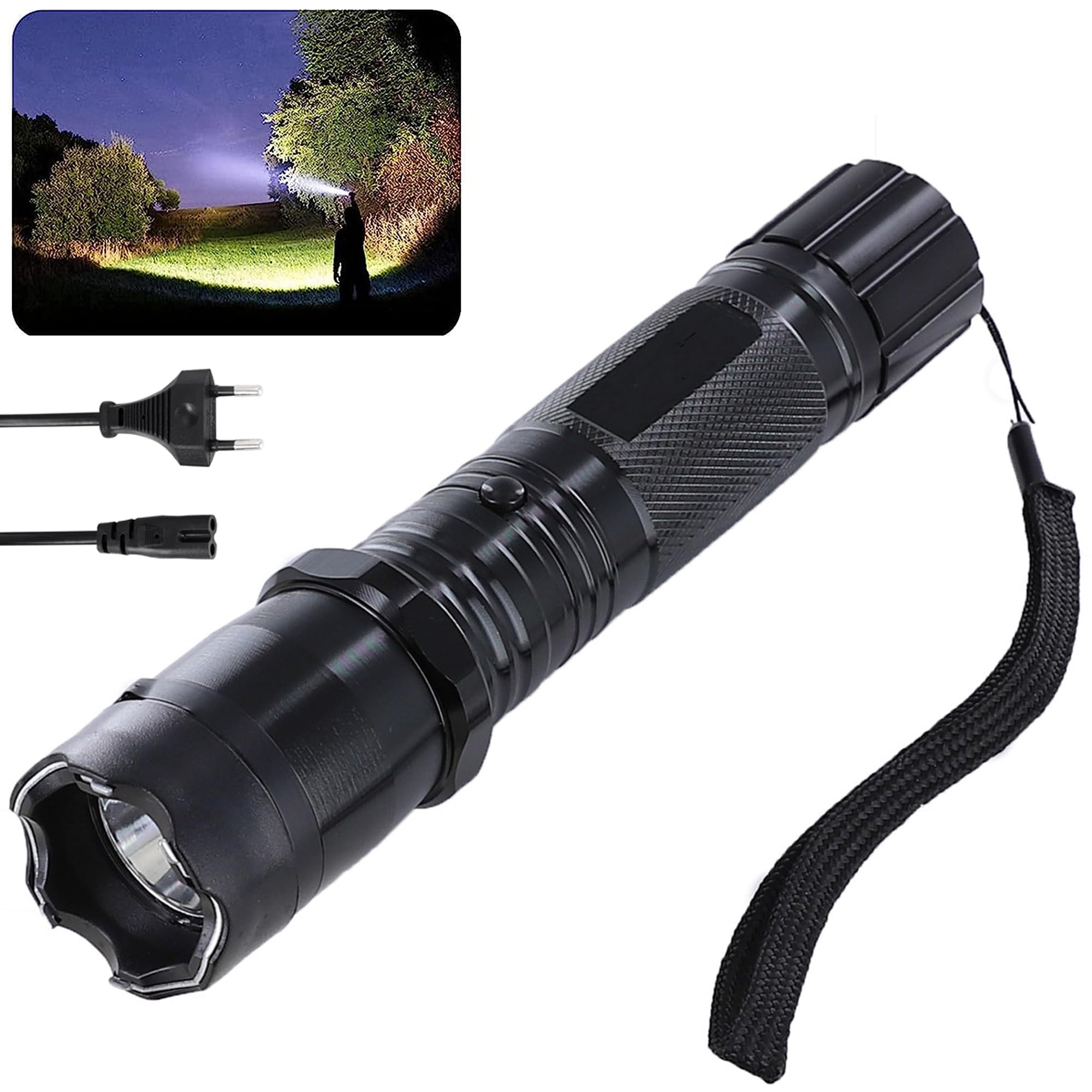 KLIFFOO Portable Rechargeable Torch LED Flashlight for Emergency use, 2 in 1 Handheld Tactical Torch Light for Car, Camping, Outdoor,Indoor - Super Bright Flashlights Long Distance Beam Range (B0CVXGB6Z3) Amazon Price History, Amazon Price Tracker
