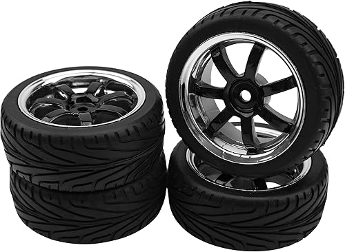 Miniatura 2 de HIRCQOO Juego de neumáticos de goma de 259 pulgadas y llantas de plástico hexagonales de 0472in compatible con Traxxas Kyosho HPI Tamiya Associated