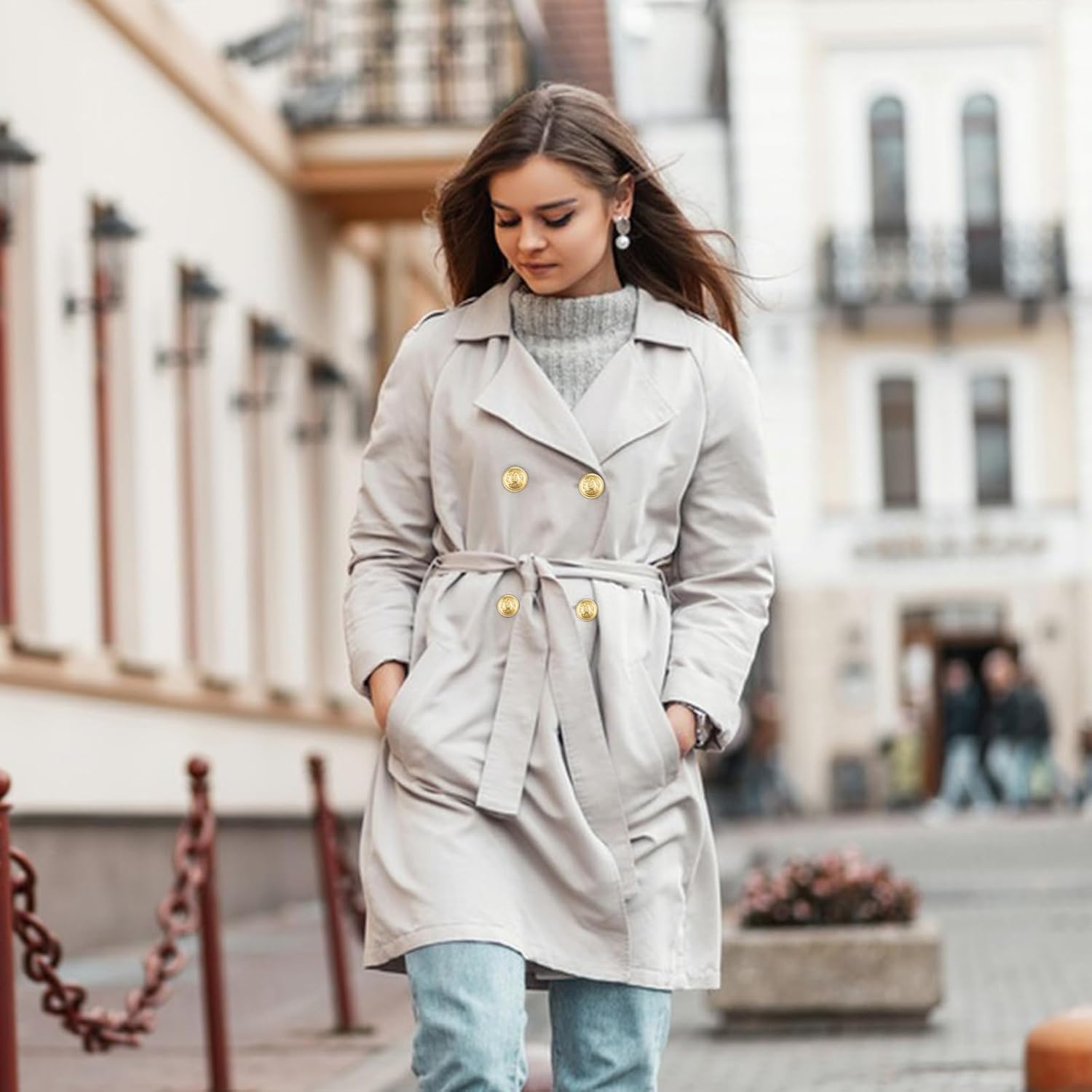 50 Pcs Gold Metal Blazer Button, 5 Sizes Vintage Brass Button Set, 15/18/20/23/25mm Round Sewing Buttons Engraved Decorative Buttons for Blazers Sport Coat Jackets Suits Uniform DIY Craft