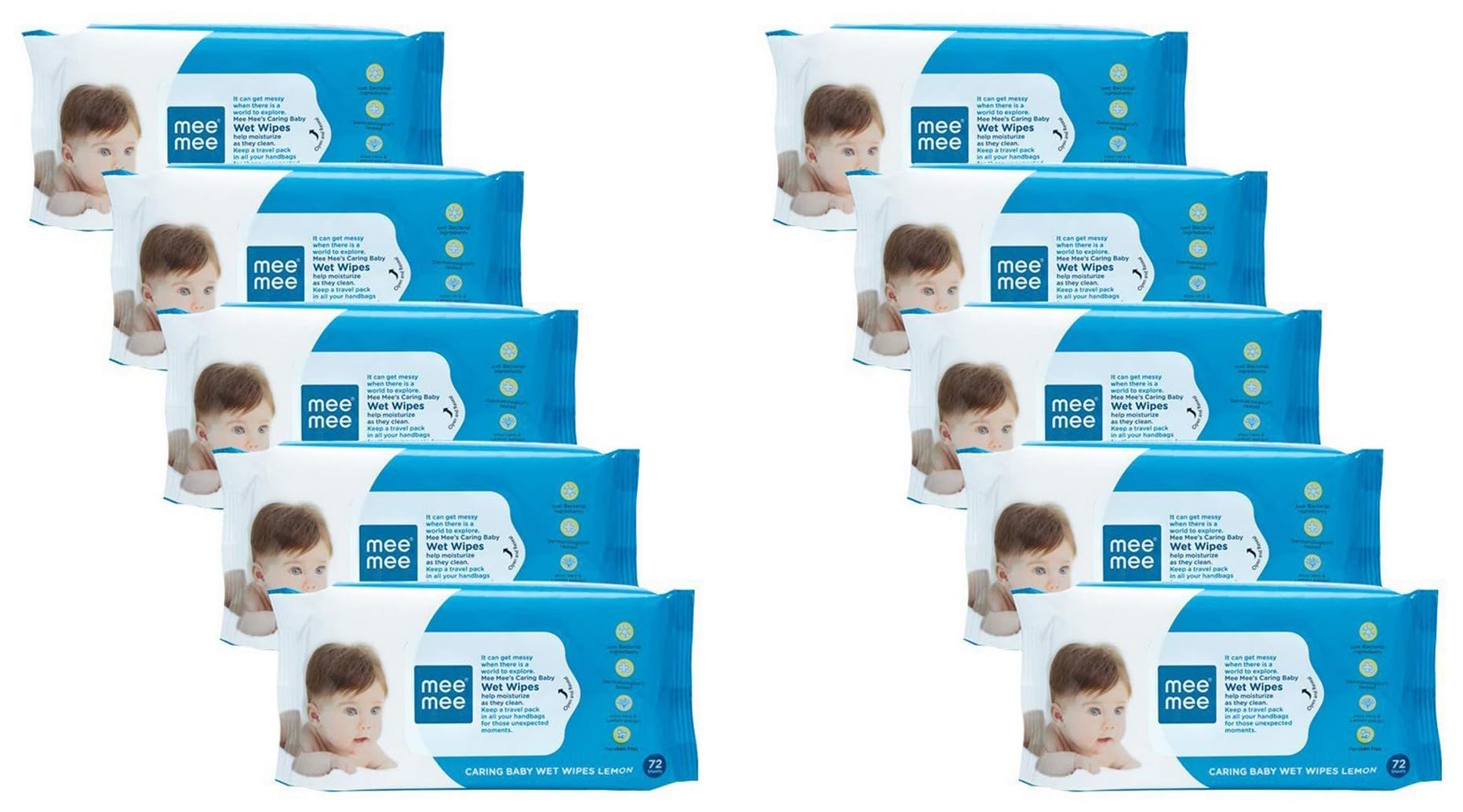 Mee Mee Baby Gentle Wet Wipes with Lemon extracts |72 pcs| Pack of 10-picture-37