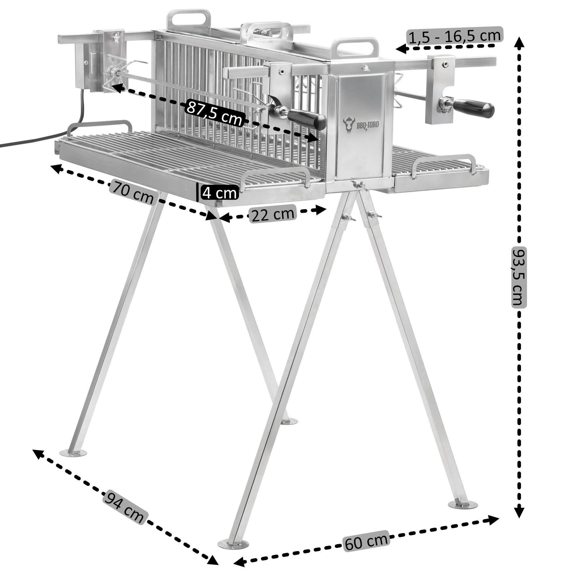 BBQ-Toro Edelstahl Doppel Spießgrill mit Motor | Vertikalgrill mit zwei Grillspießen, Hähnchengrill | Spießbratengrill, Elektrischer Drehspieß Grill | Rotisserie Grill, Drehspießröster