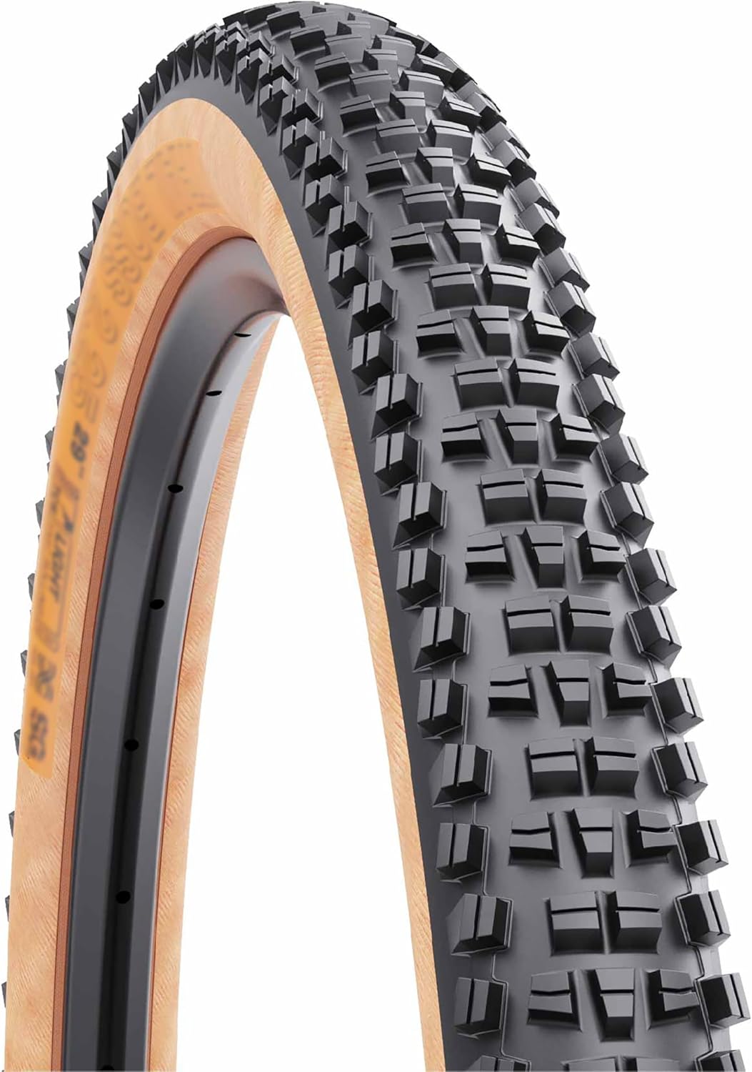 WTB Trail Boss Mountain Bike Tire (27.5”/29″) Tubeless Folding – Aggressive Tread for Trail Rides (Black/Tan, SG1/SG2 Puncture Protection)