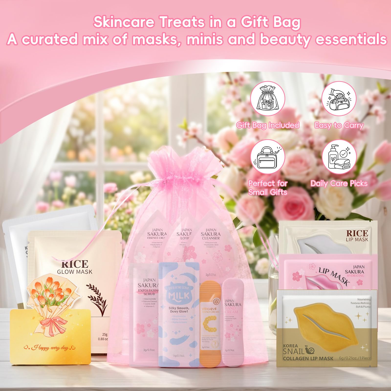 SPA-party-zubehör für Mädchen 36 Stück Reise Pflegeset Damen | Geschenkset Frauen Hautpflege, mit Augenpads Lippenmaske Feuchtigkeitsmaske, für Geburtstag, Übernachtung, Party