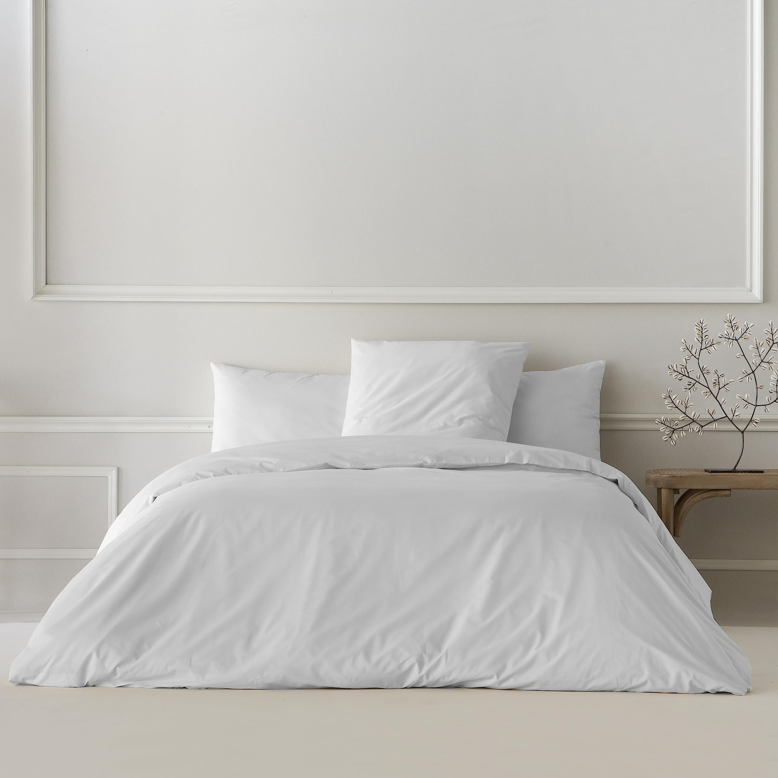 Funda nórdica Lisa Blanco Cama 180 cm - 260x240 cm, algodón 200 Hilos. Cierre con Botones.