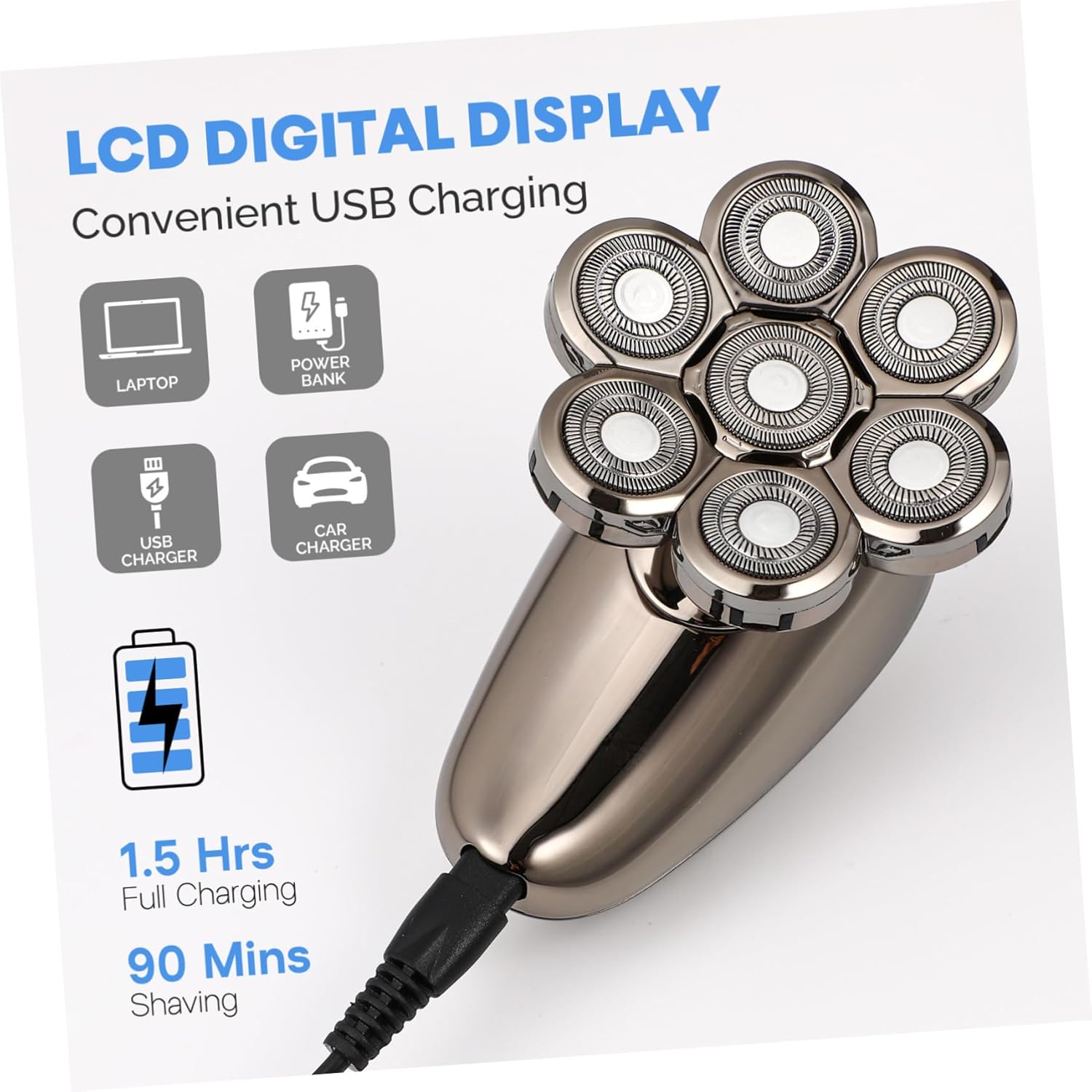 Healeved Men Electric Shaver Floating Heads Beard Trimmer Nose Hair Trimmer Facial Cleaning Machine