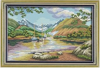 Cleana Arts kit punto croce, paesaggio di laghi e colline, 11 ct, 56cm × 38cm