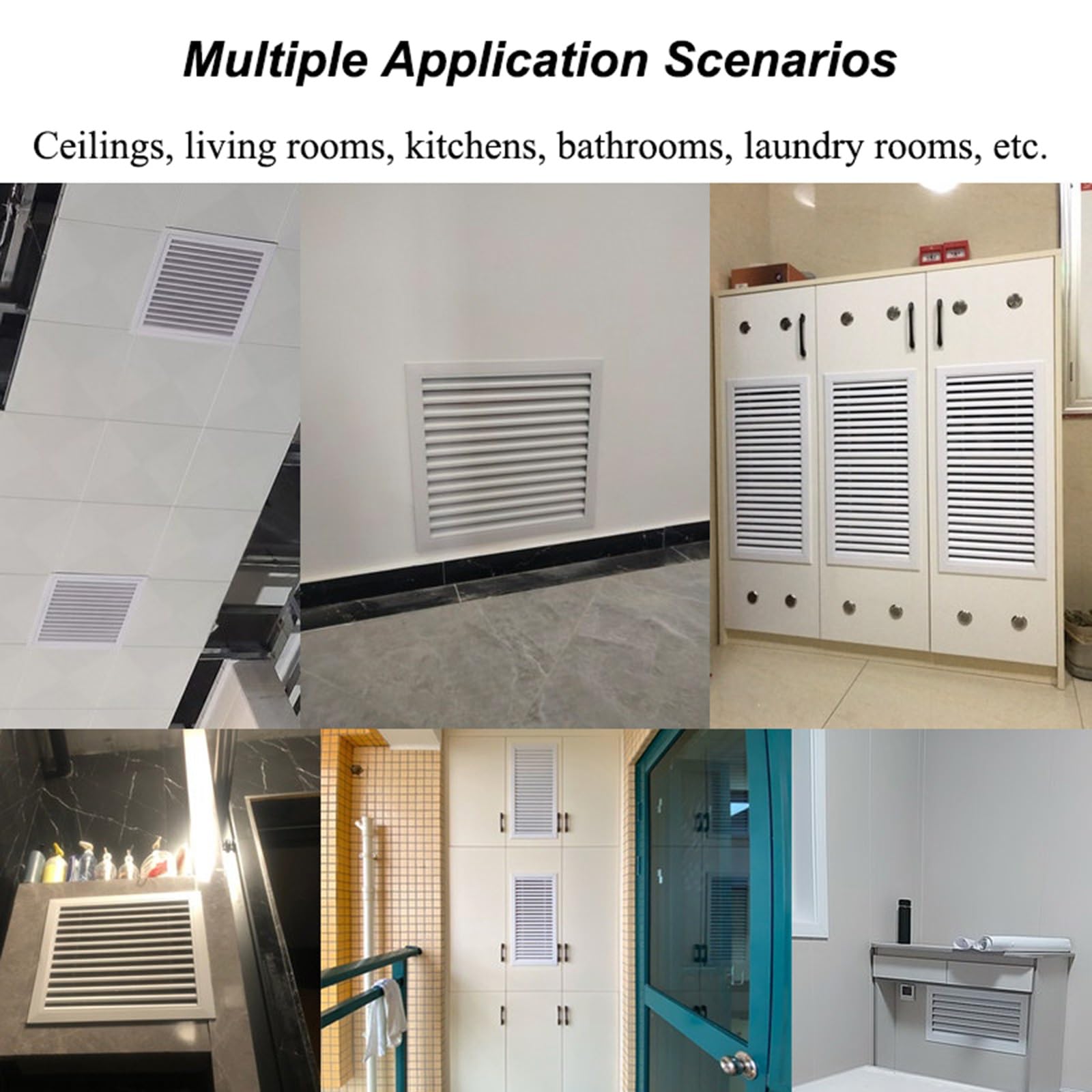 Rejilla De Aireación De Aluminio, Rectangular De Ventilación Con Lamas | Para Techo de Cocina, Puertas Exteriores, Paredes De Casas, Cobertizos(45x45cm/18x18")