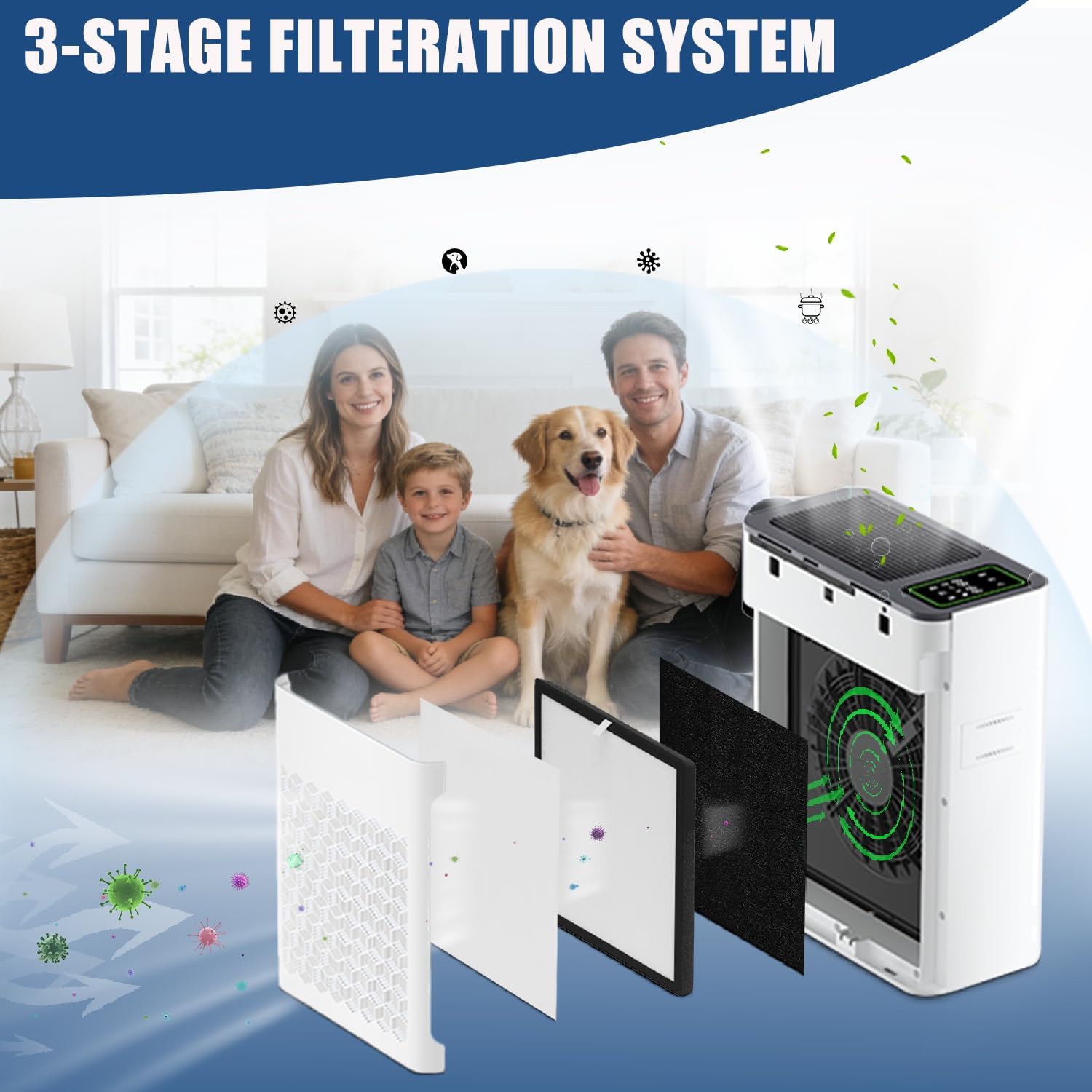 TZ-K2-A HEPA Filter, Compatible with ToLife TZ-K2 Air Purifier, TZ-K2-A Replacement Filters, 4 Pack