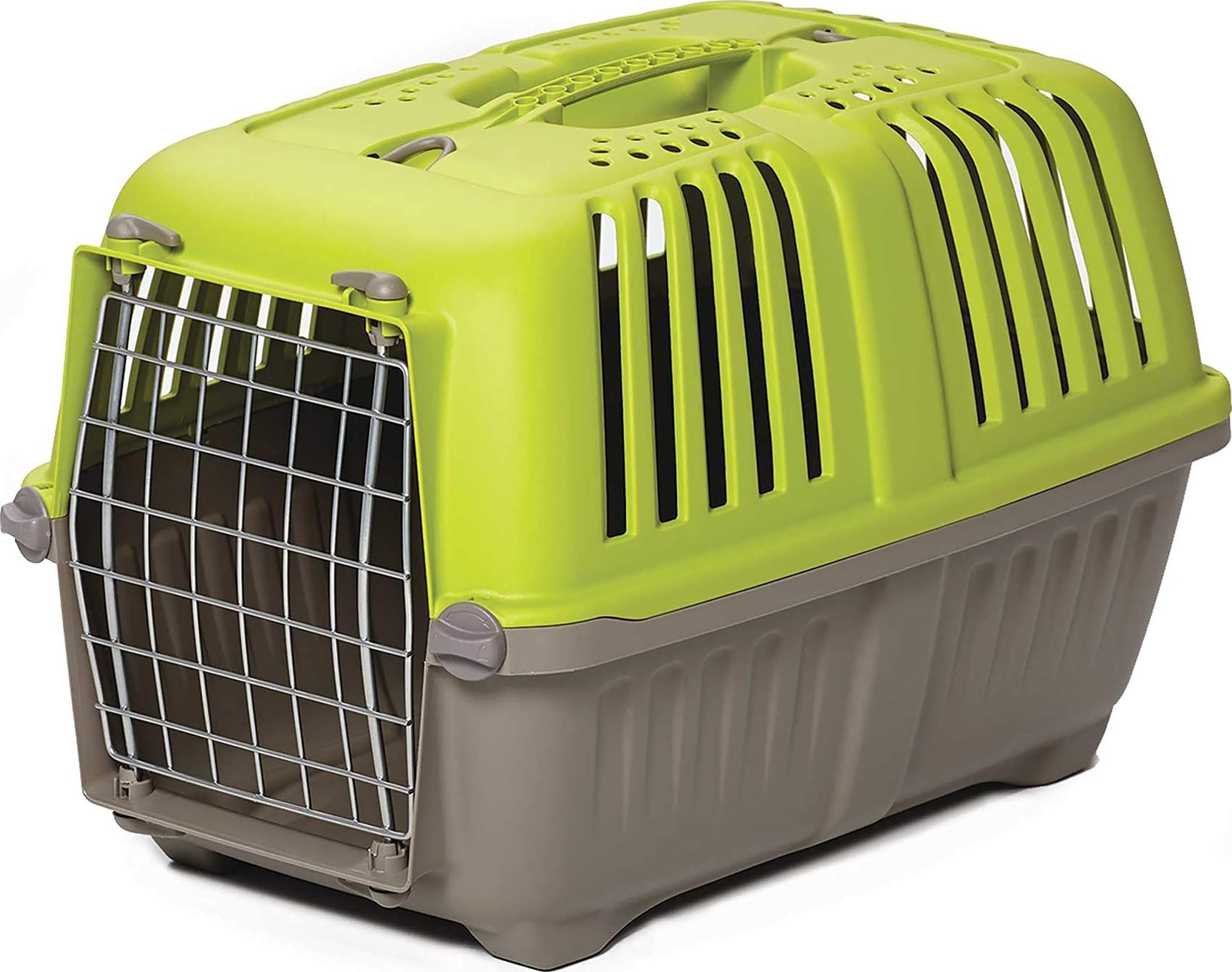 Hard-Sided Pet Carrier in Green | Inside Dims 17.91L x 11.5W x 12H & Suitable for Tiny Dog Breeds | Perfect Kennel Travel Carrier for Quick Trips