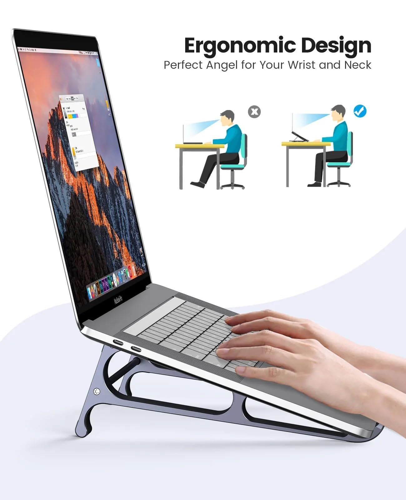 Regulowany stojak na laptopa, przenośny stojak na laptopa, stojak na laptopa, aluminiowy stojak na laptopa, pionowy stojak na notebooka (duży rozmiar)