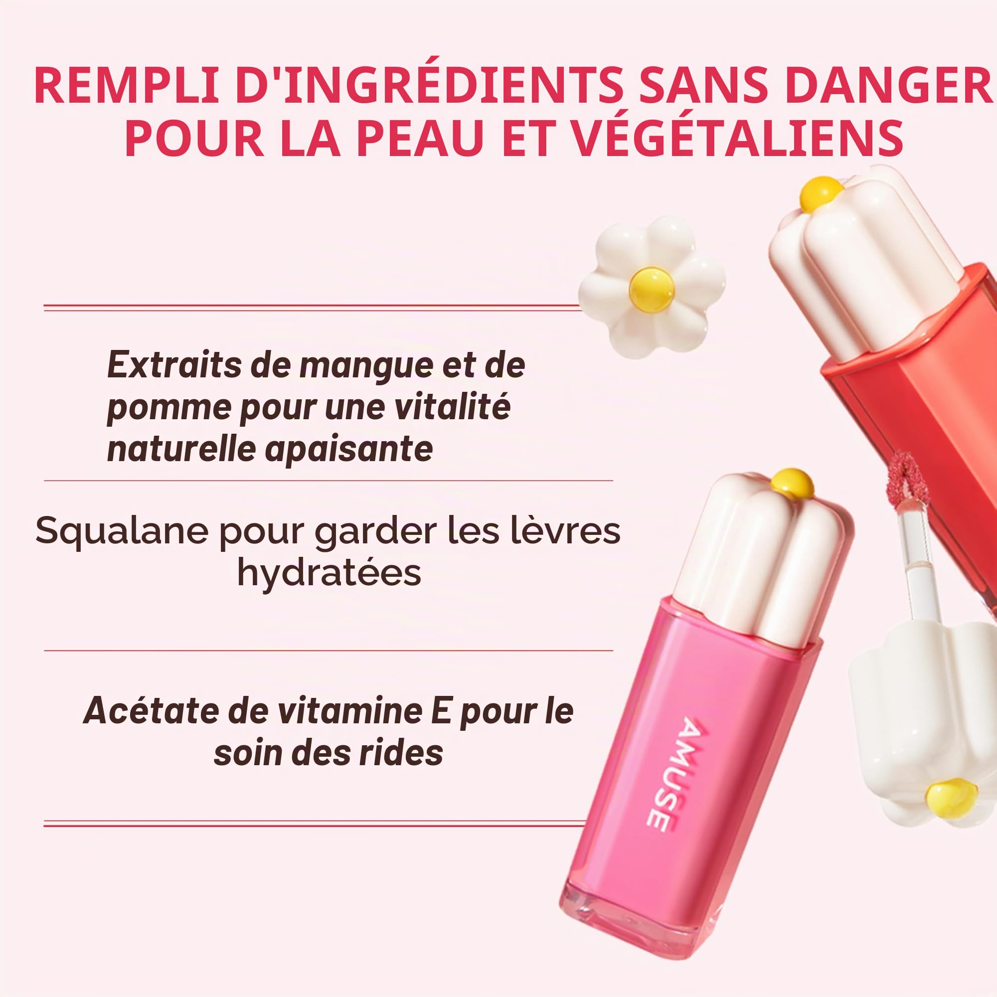 Amuse Daisy Flower Dew Tint 06 FIG DEW Encre à base d'eau 35 % haute humidité, longue durée, acétate de vitamine E, hydratant, pas de peel off, traitement des lèvres, non adhésif, pour les lèvres