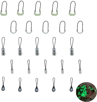 Leewoth 25 Pcs 5 Styles Luminous Zipper Pulls, Glow in The Dark Detachable Tags, Extension Repair Accessories for Backpacks, Luggage, Jackets, Tent, Coat and Outdoor Camping