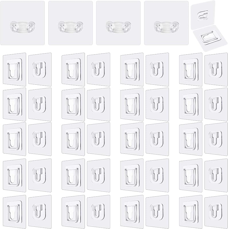 Ganchos de pared adhesivos de doble cara, paquete de 24 ganchos autoadhesivos, adecuados para colgar y organizar