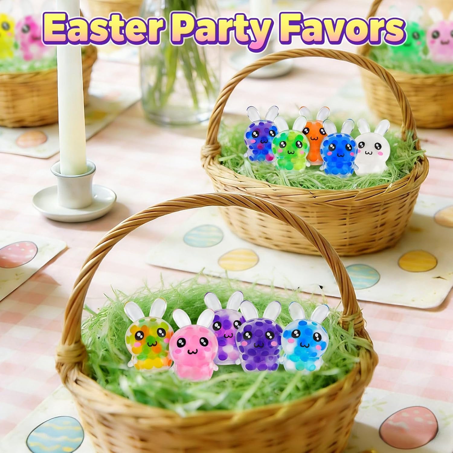 18Pcs Easter Egg Fillers Bunny Squishies, Easter Egg Stuffers for Teens Adults, Easter Squishy Squeeze Toys Bulk for Classroom Prizes