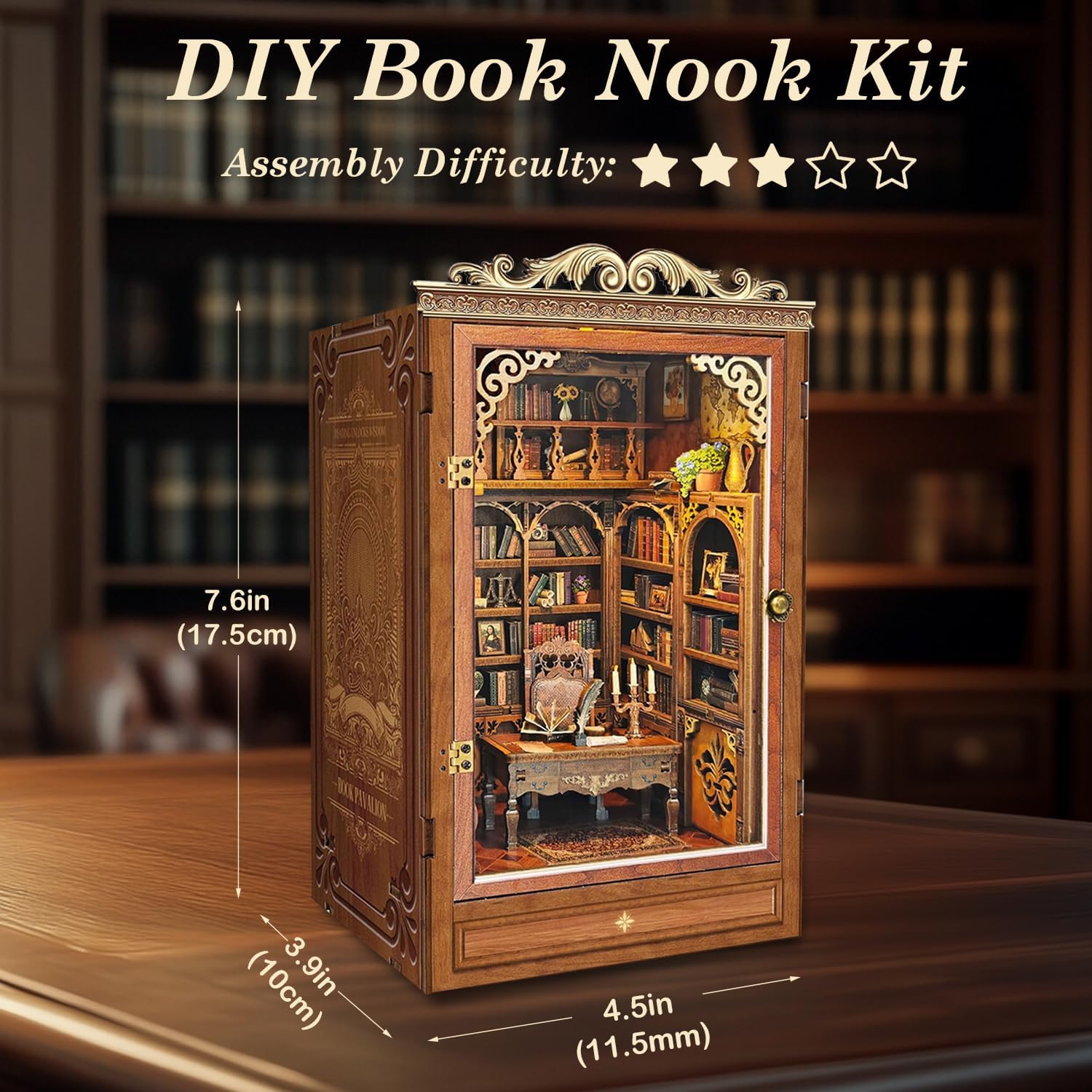 DIY Book Nook Kits for Adults,3D Miniature House Dollhouse with LED,The Secret Treehouse Wooden Bookshelf Insert Booknook,Gifts for Family Friends