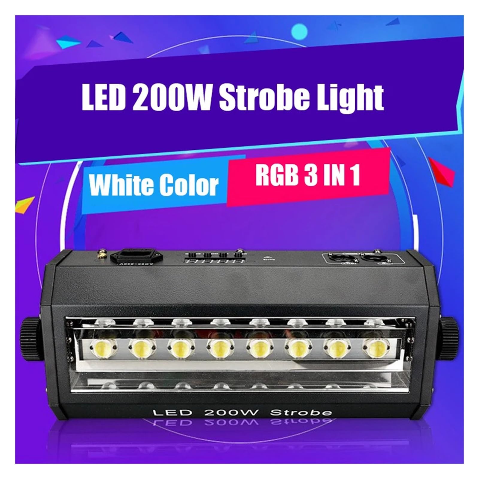 Lampe stroboscopique LED haute luminosité 200 W, 8 pièces RVB 3 en 1/blanche, contrôle DMX 512, for karaoké, discothèque, fête Installation facile(200W White)