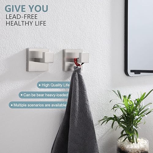 Vista 62 de KOKOSIRI Bathoom - Gancho para toallas, montaje en pared, cuadrado, para bata de baño, gancho para abrigos, cocina, garaje, resistente, acero Cromo