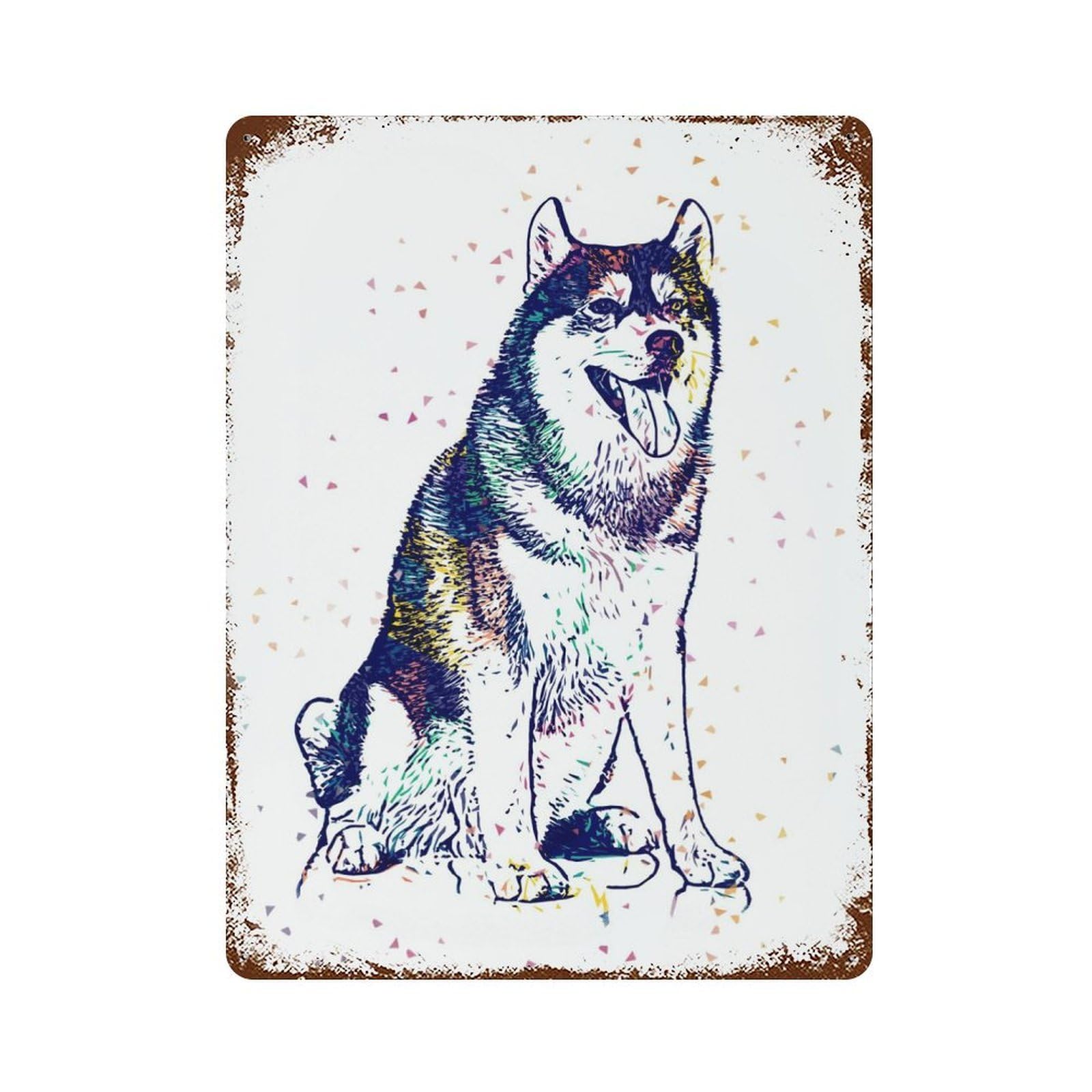 Siberian Husky Dog Rusty Metal Tin Sign 15.7"x11.8", Ideal for Patio, Garden Room And Bar Decor