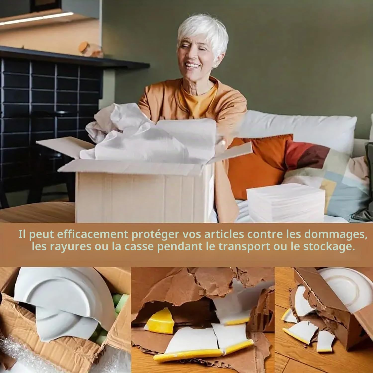 100 pièces feuilles de mousse de coussin, pochettes d'emballage en mousse mobile de 40 x 30 cm, fournitures de déménagement pour l'emballage et la boîte d'expédition pochettes d'emballage