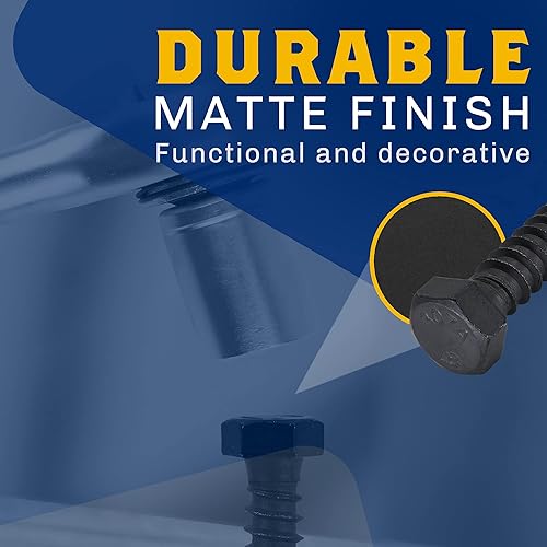 Miniatura 5 de Makers Bolt - Pernos negros de 12 x 2 pulgadas, 25 piezas, resistente al óxido, 4 capas de cerámica, 2 tornillos de retraso galvanizados, para