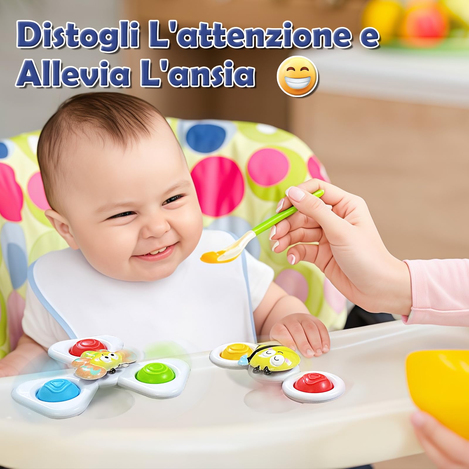 Echehi 3 Pezzi Spinner Bambini, Giochi Bagnetto Neonato, Giochi Sensoriali per Neonati. Sole
