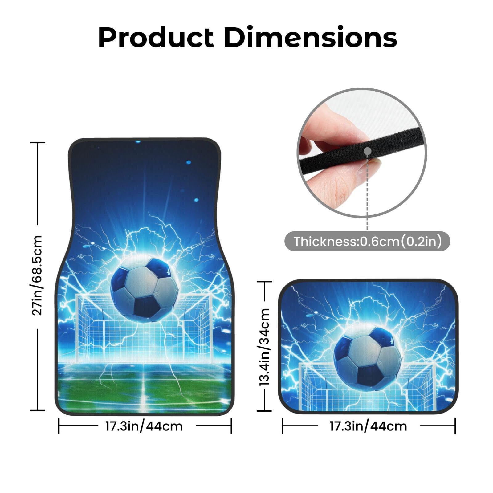 Mexpekil Fußball Lightning Auto Matten 4 Stück Universal Auto Fußmatten Anti Rutsch Auto Fußmatten Dekorative Auto Teppich Protektoren für SUV Van Truck