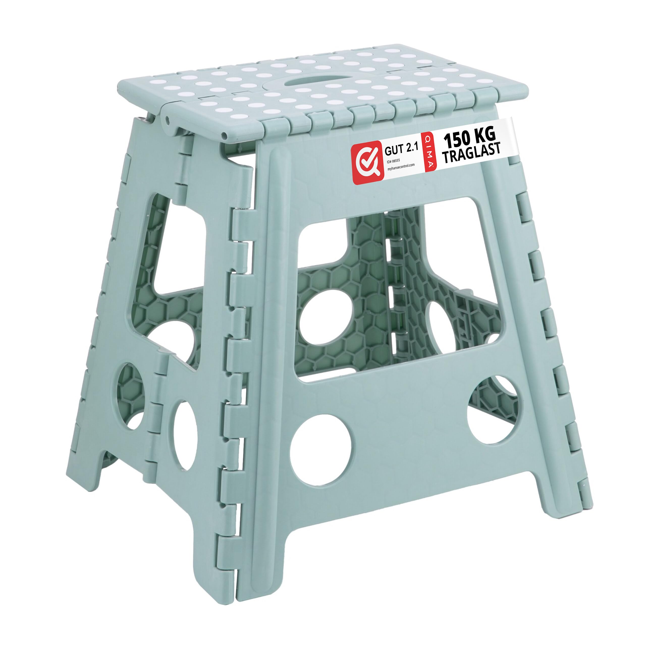 Relaxdays XL Folding Stool, Portable, Large Bathroom Step Stool, For up to 120 kg, Plastic, 39.5 cm Tall