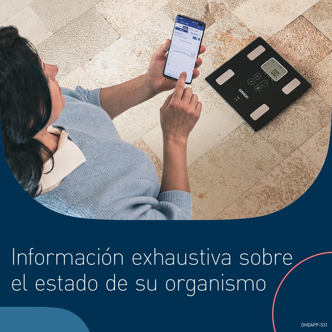 OMRON VIVA - Báscula inteligente y monitor de composición corporal con medición de peso, grasa corporal, grasa visceral, músculo esquelético, metabolismo basal e IMC
