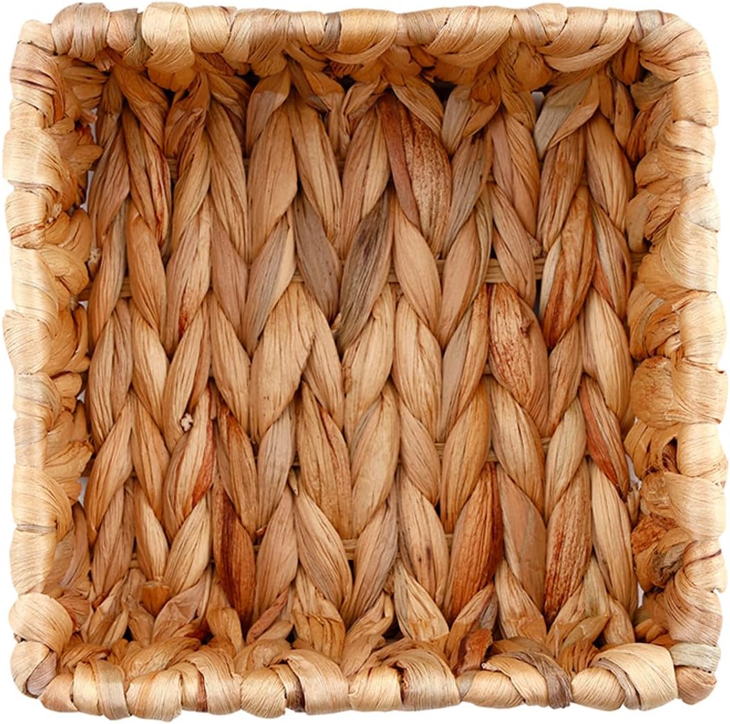 Santa Barbara Design Studio Napkin Tray - Handcrafted Woven Water Hyacinth Storage Basket for Napkins, 6" Square x 2.5" Deep, Cocktail