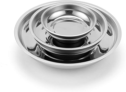 Miniatura 8 de Mayouko Juego de bandejas de piezas magnéticas de 3 piezas, soporte para platos de acero inoxidable, para tornillo, tuercas, pernos, piezas