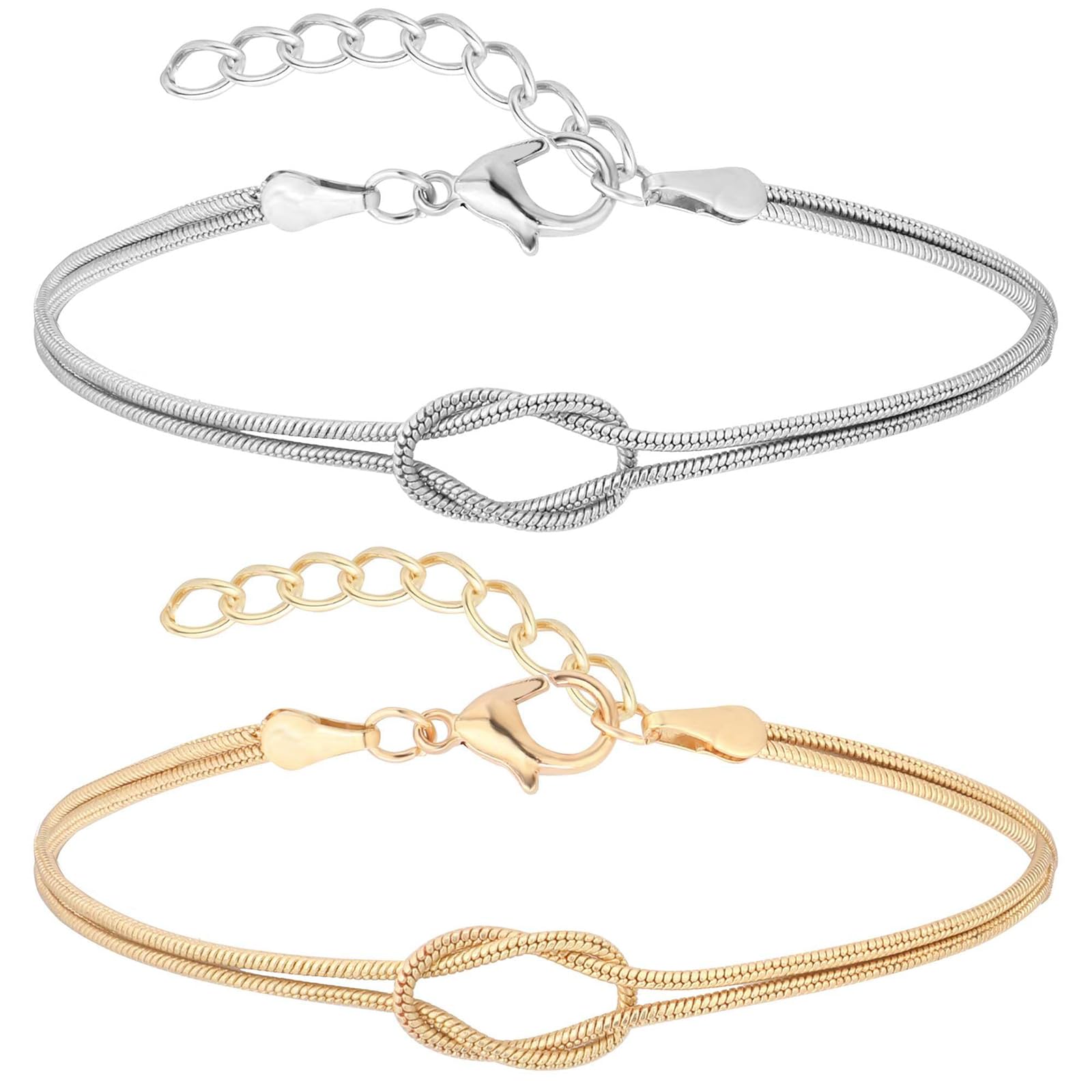 Bracciale Nodo Amore In Oro 18k - Placcato, Regolabile, Per Donne, Ipoallergenico - Foto 7