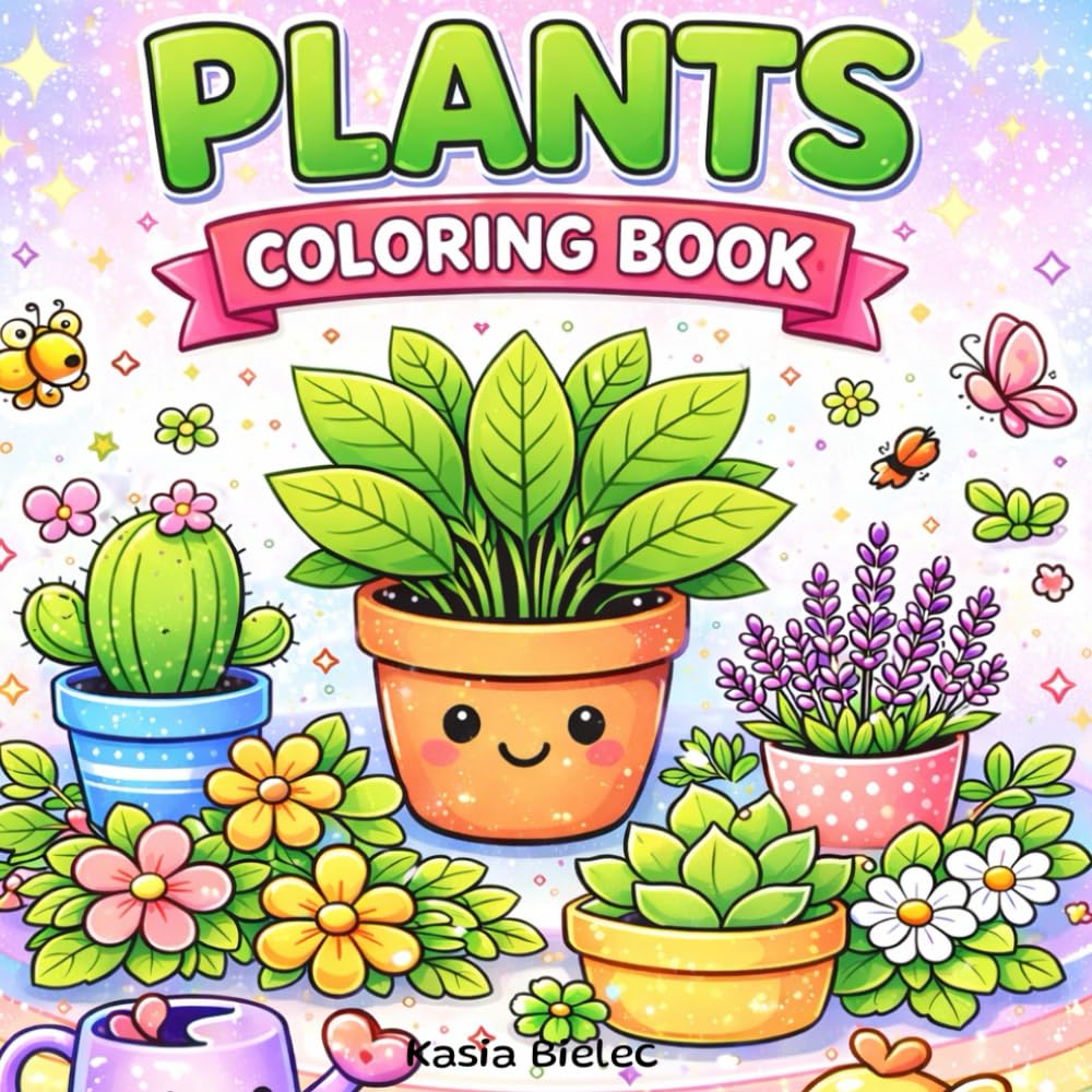 Plants Bold and Easy Coloring Book: Big and Simple Designs for Relaxing and Stress-Free Coloring | Hand Drawn Illustrations for Adults and Kids | (Big Bold Coloring Book)
