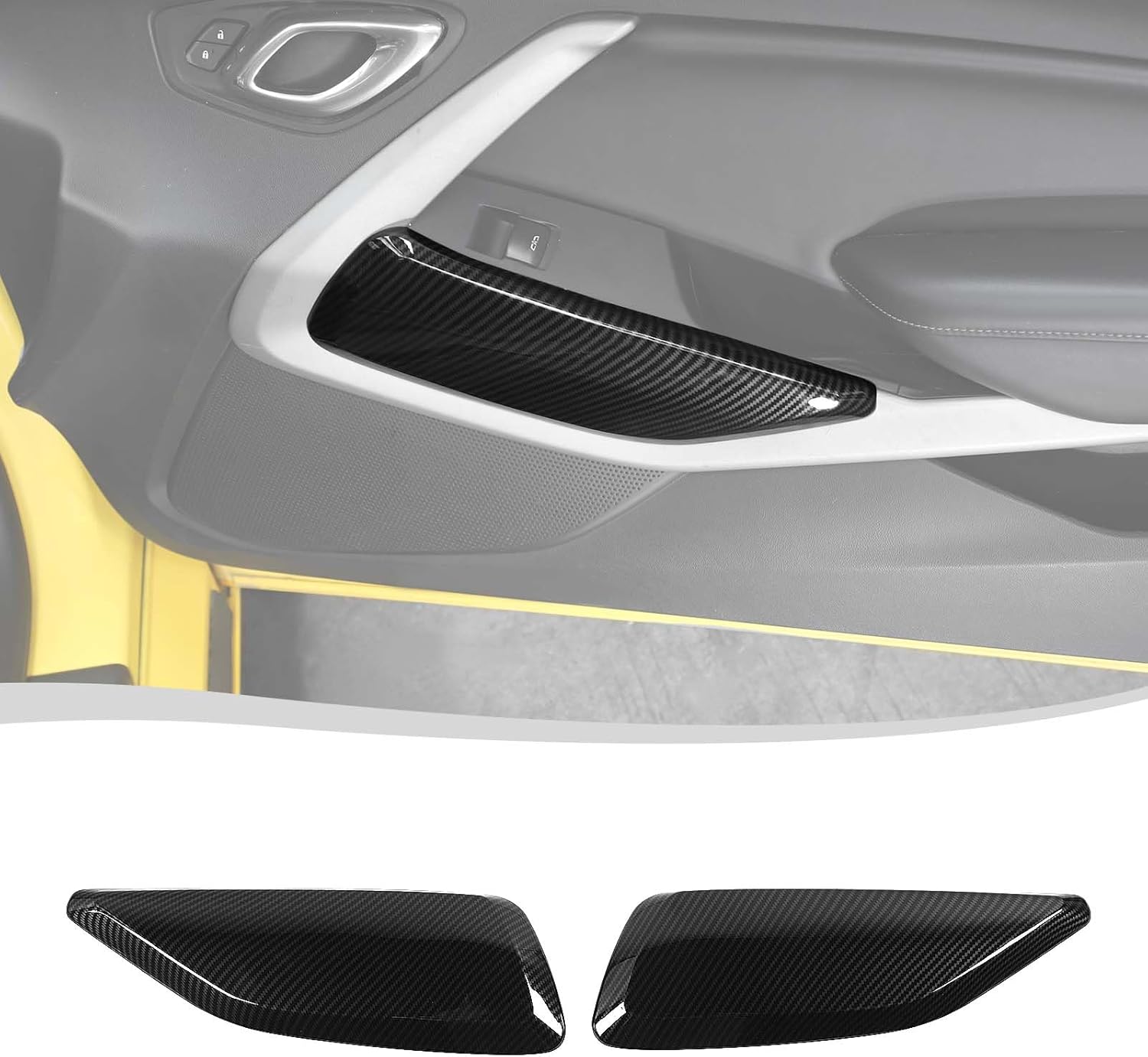 Voodonala for Chevy Camaro 2016-2024 Front Door Car Door Panel Cover Compatible with Chevrolet Camaro 2016-2024 (Carbon Fiber Black,2pcs,ABS)