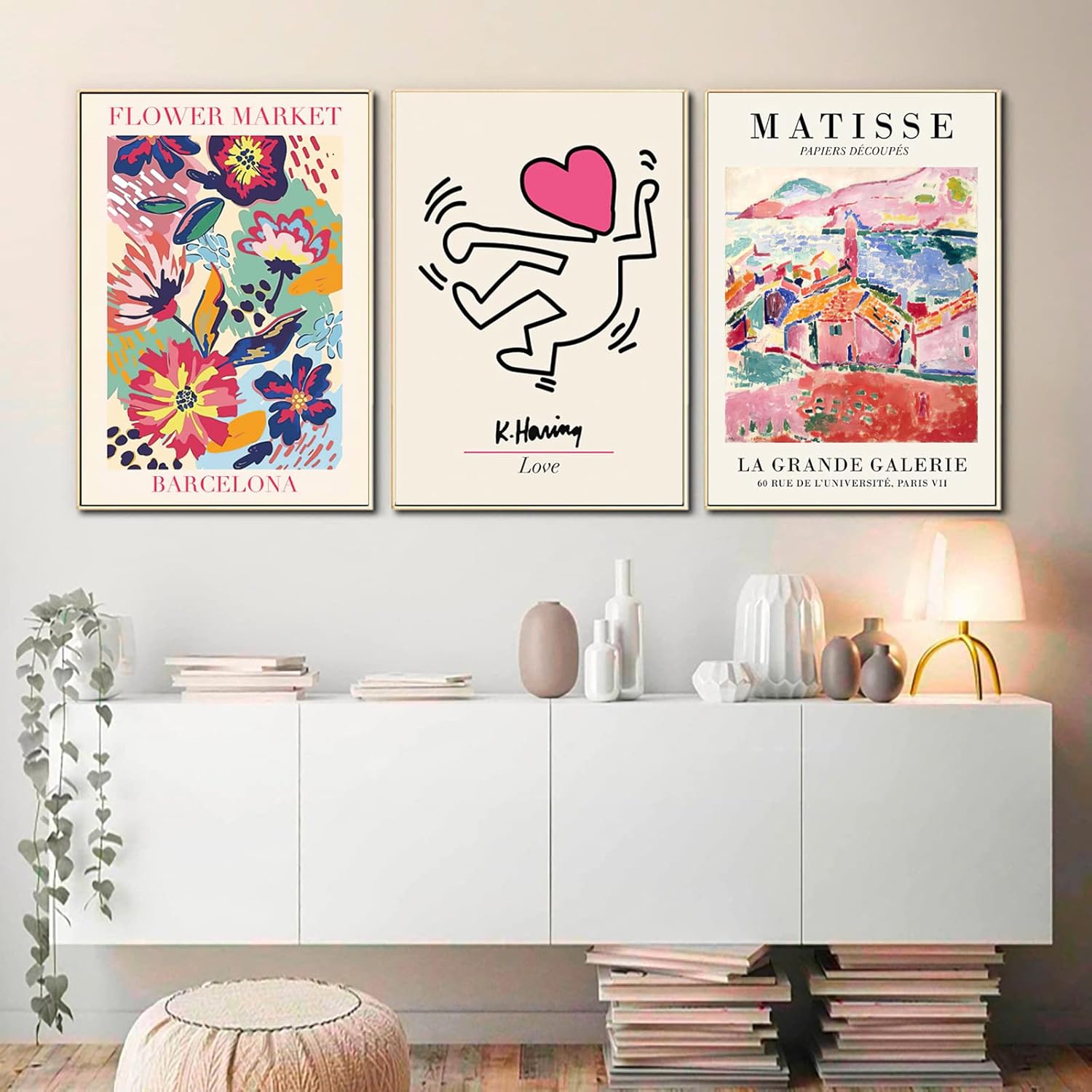 Flower Market Canvas Prints Herri Matisse Aesthetic Minimalist Wall art Canvas Pink Flower Market Barcelona Prints Herri Matisse Minimalist Art Pictures for Pastel Room Decor Matisse Flower Painting