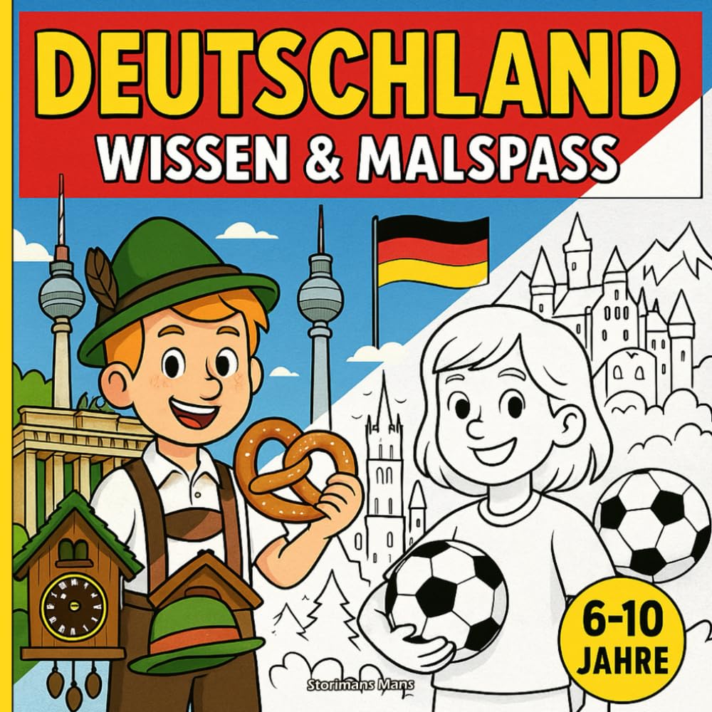Deutschland – Wissen & Malspaß: Fakten kinderleicht erklärt + große, einfache Ausmalbilder für 6–10 Jahre