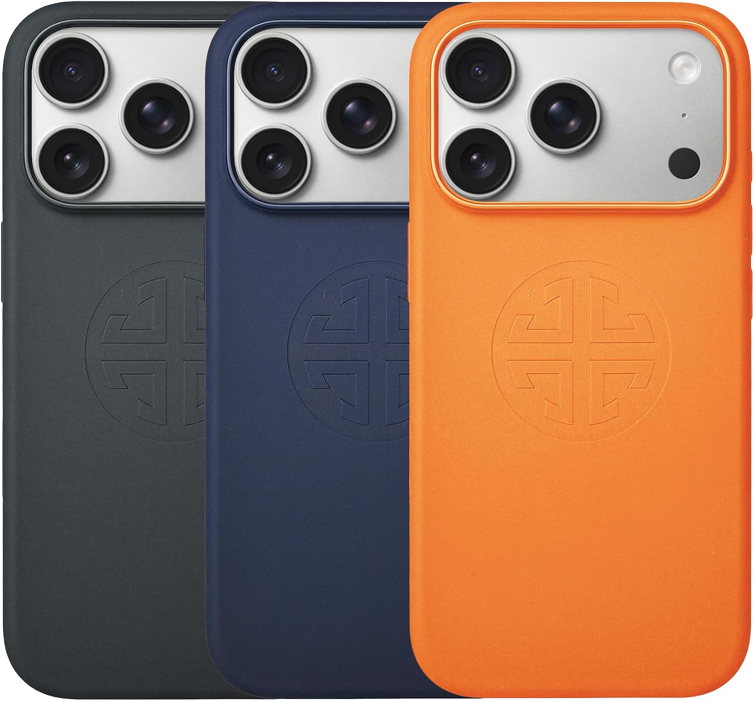 Orange, iPhone 17 Pro, Premium Magnetic Silicone Case for iPhone, Embossed Designer Logo, Compatible with MagSafe, Protective Slim Cover with Camera Button