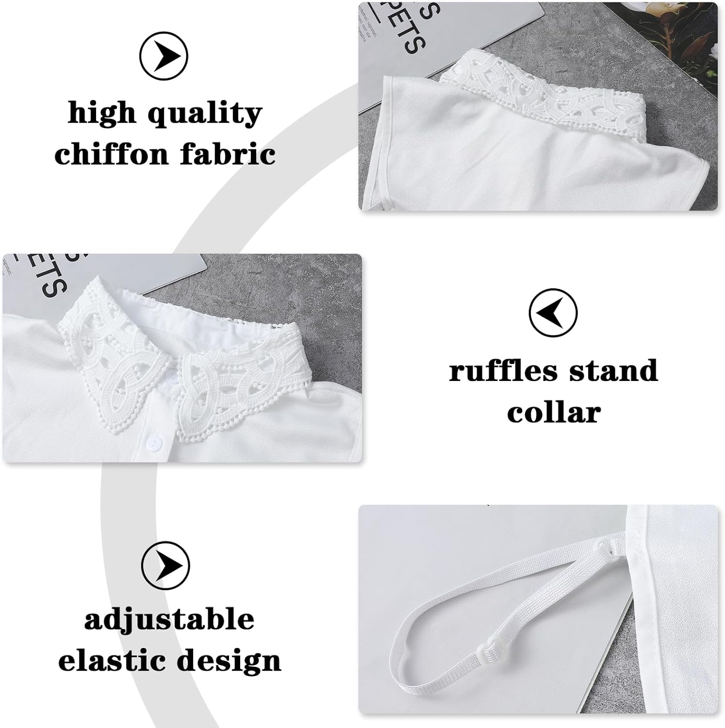 Fake Collar Detachable Dickey Collar, Blouse Half Shirts Peter Pan Faux False Collars for Women, Half Shirt Blouse False Collars White - Image 3