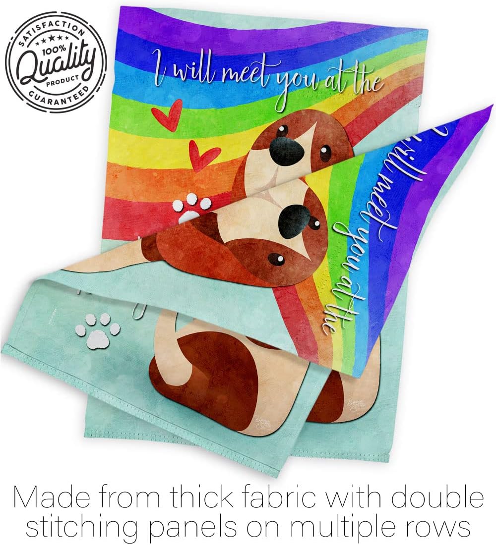 Breeze Decor Rainbow Bridge Flag Set with Stand Expression Sympathy Bereavement Love Support Emotion Postive House Banner Small Yard Double-Sided, Garden Remembrance Memorial Gift Made in USA