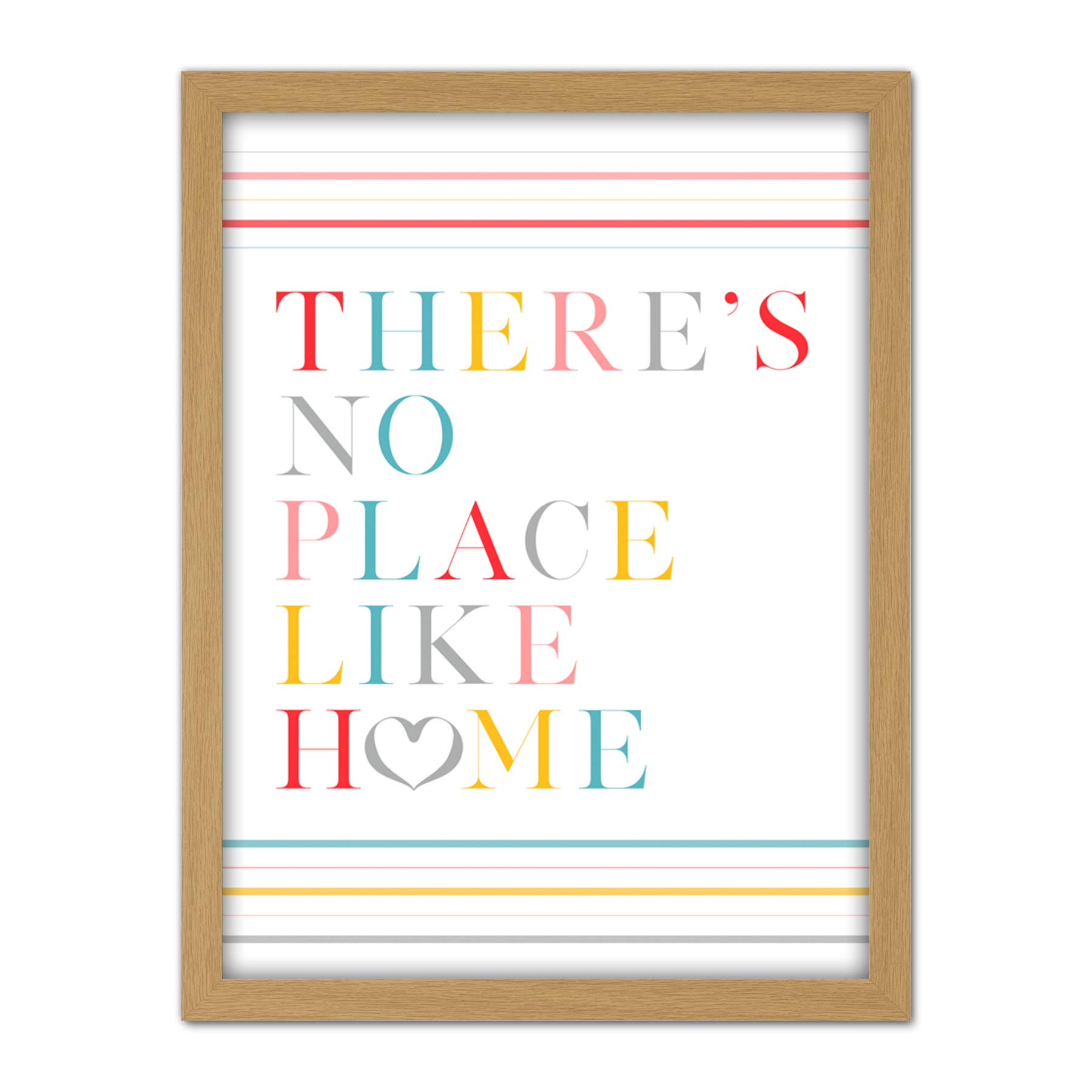 Wee Blue Coo No Place Like Home Love Heart Quote Artwork Framed Wall Art Print 18X24 Inch