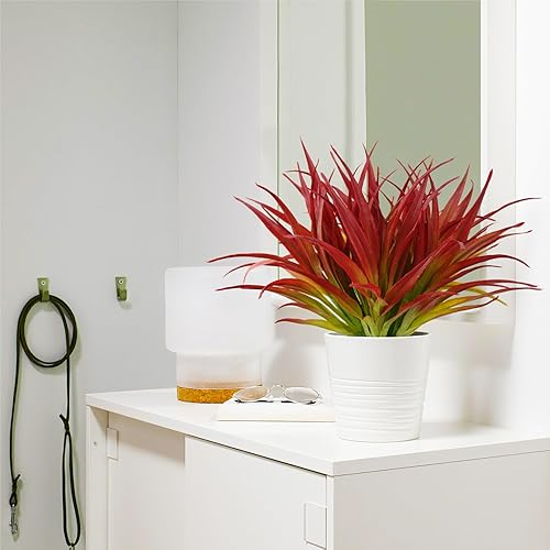 Miniatura 3 de Dehoxara 8 plantas de césped artificial para exteriores, plantas de plástico resistentes a los rayos UV, arbustos verdes para ventana, jardín,