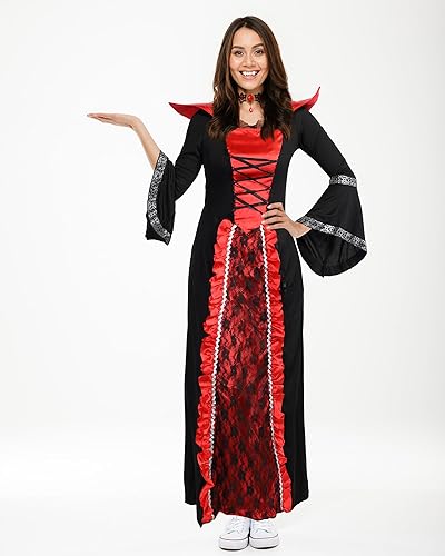 Miniatura 6 de 5 Pcs Royal Vampire Costume Set for Girls Vampire Themed Party Victorian Vampiress Queen Role Playing Halloween Party