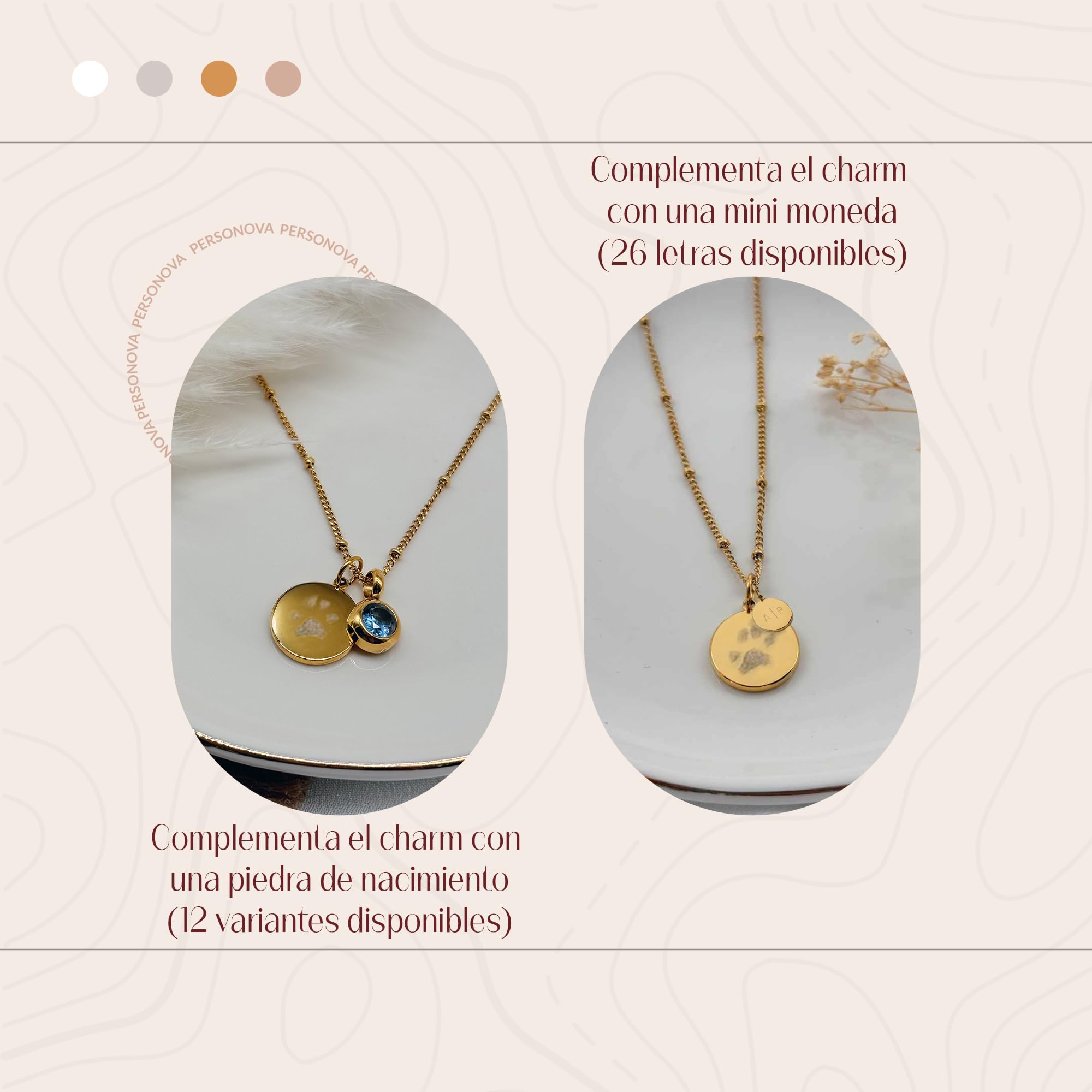 Collar Personalizado con Huella de Huella de Perro con Grabado – Colgante de Pata de Mascota con Nombre – Recuerdo con Letras y Piedra Natal – Regalo para Amantes de los Animales