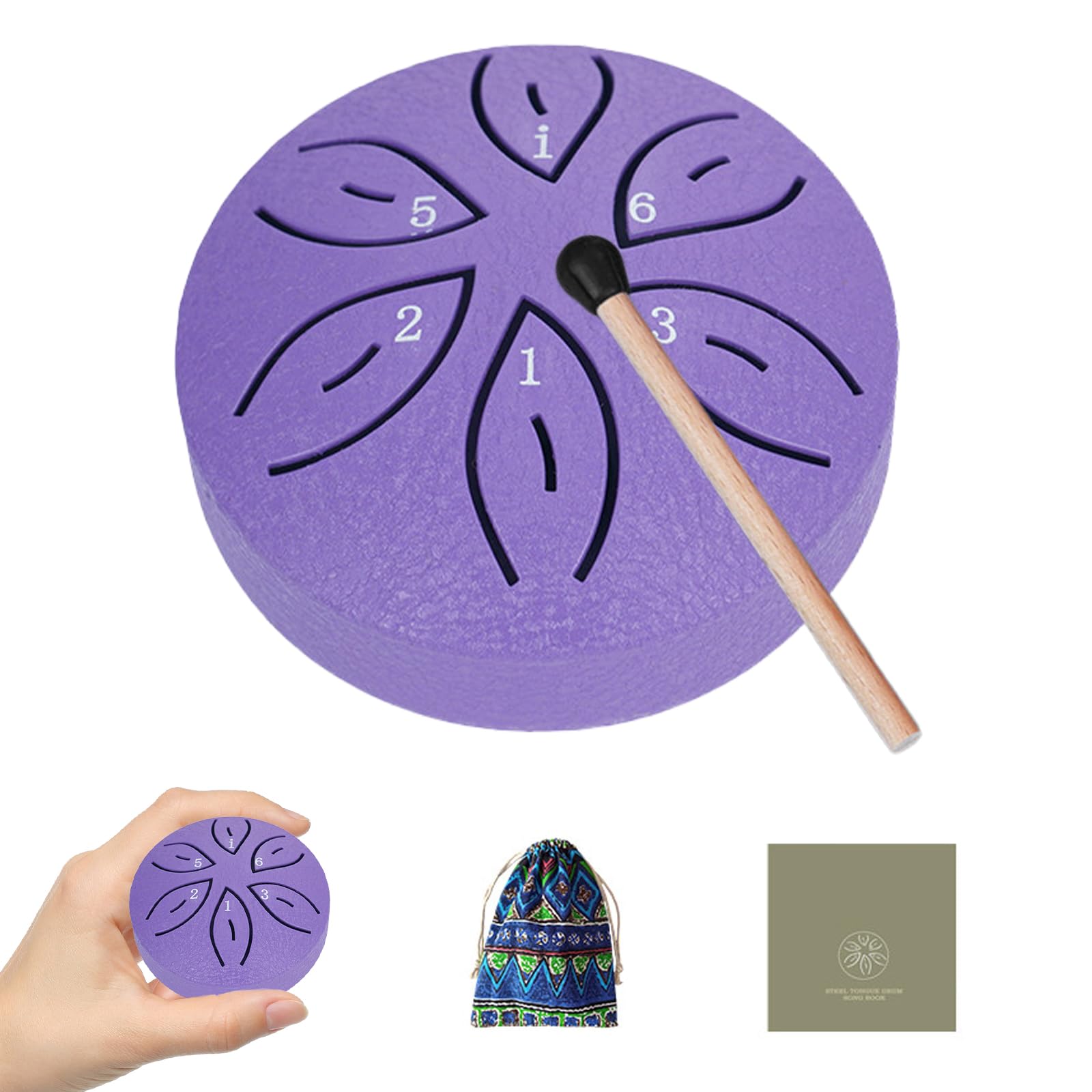 TINGSING Mini tambour à langue en acier de 7,6 cm à 6 notes, Instrument de percussion avec sac en tissu