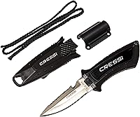 Vista 1 de Cressi Cuchillo de hoja corta para buceo y pesca submarina con funda de liberación rápida y soporte de manguera - Lima: diseñado en Italia
