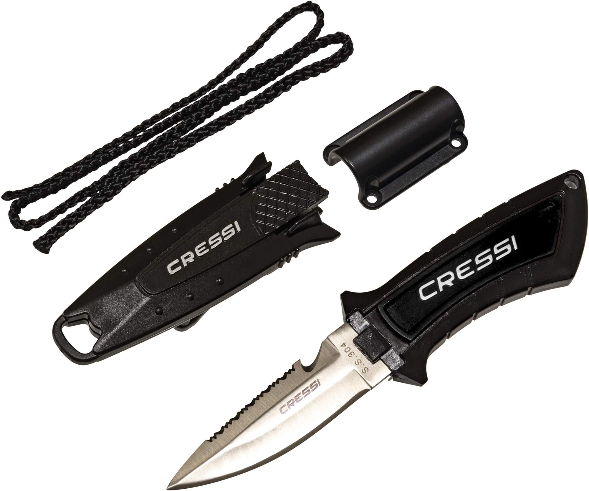 Short Blade Knife for Scuba Diving and Spearfishing with Quick-Release Sheath & Hose Holder - Lima: designed in Italy