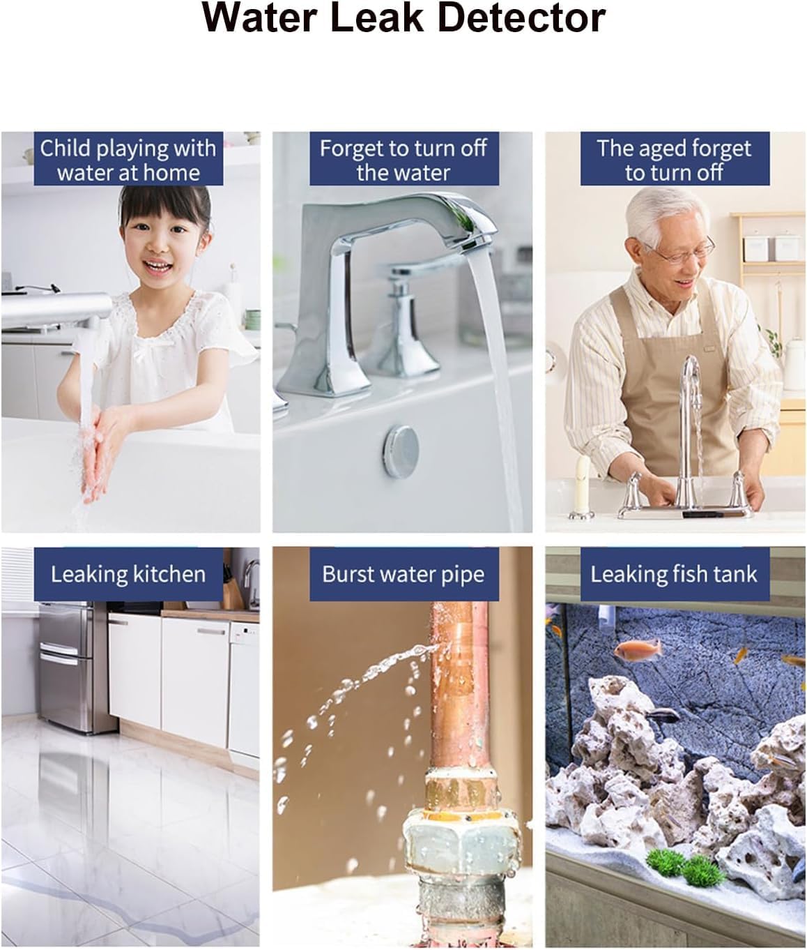 Haozee Zigbee Water Leak Detector Sensor for Home, Pack of 3, Water Alarm with Battery Operated, Zigbee Hub Required, Support Home Assiatant, Zigbee2MQTT