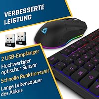 KLIM Blaze & Chroma Vezeték Nélküli Egér-Billentyűzet Szett - RGB Háttérvilágítás, Hosszú Élettartamú Akkumulátor, PC és Mac Kompatibilis, G 3