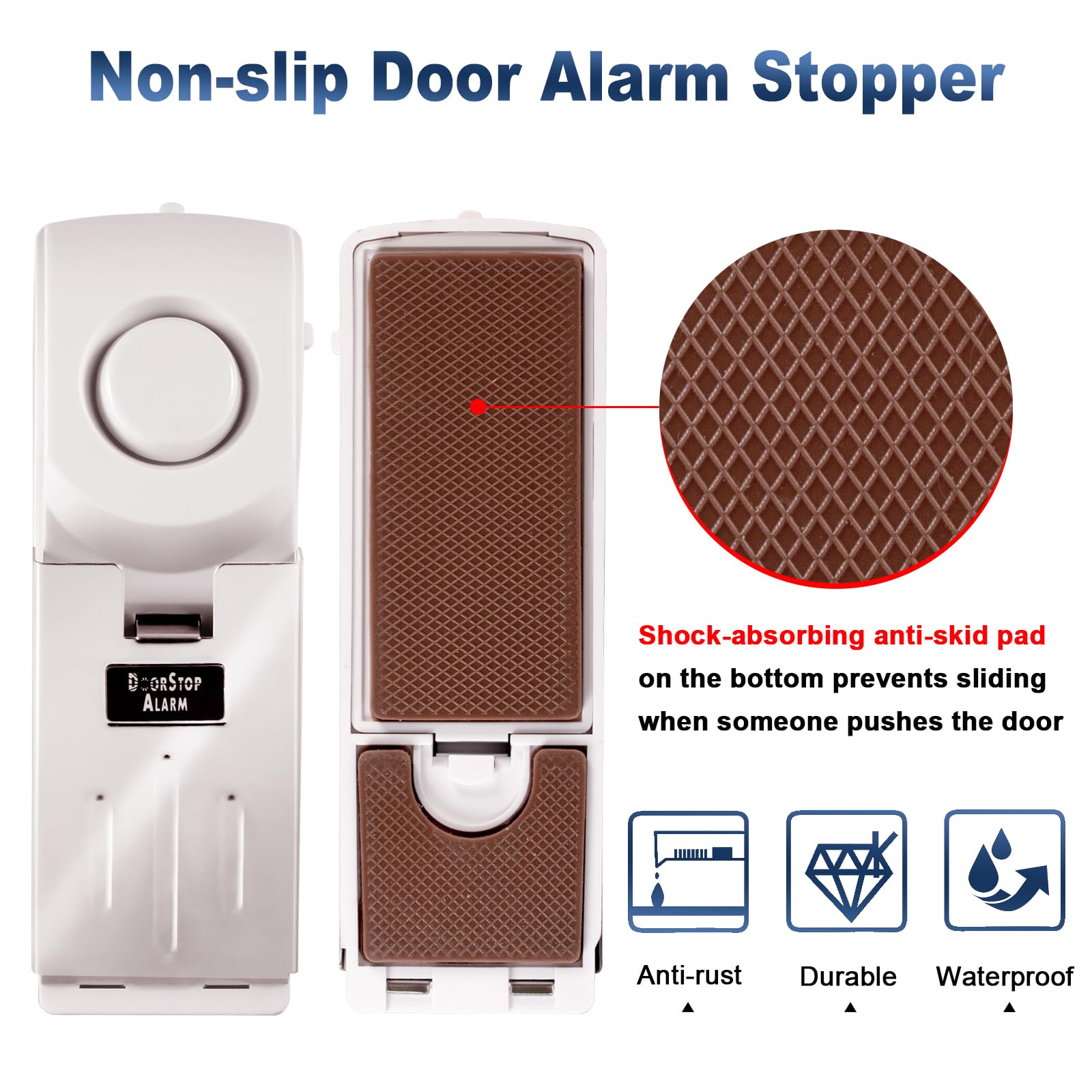 Fuers Door Stop Alarm, Door Wedge Stopper Alarm with high Cushion Rubber - Image 2